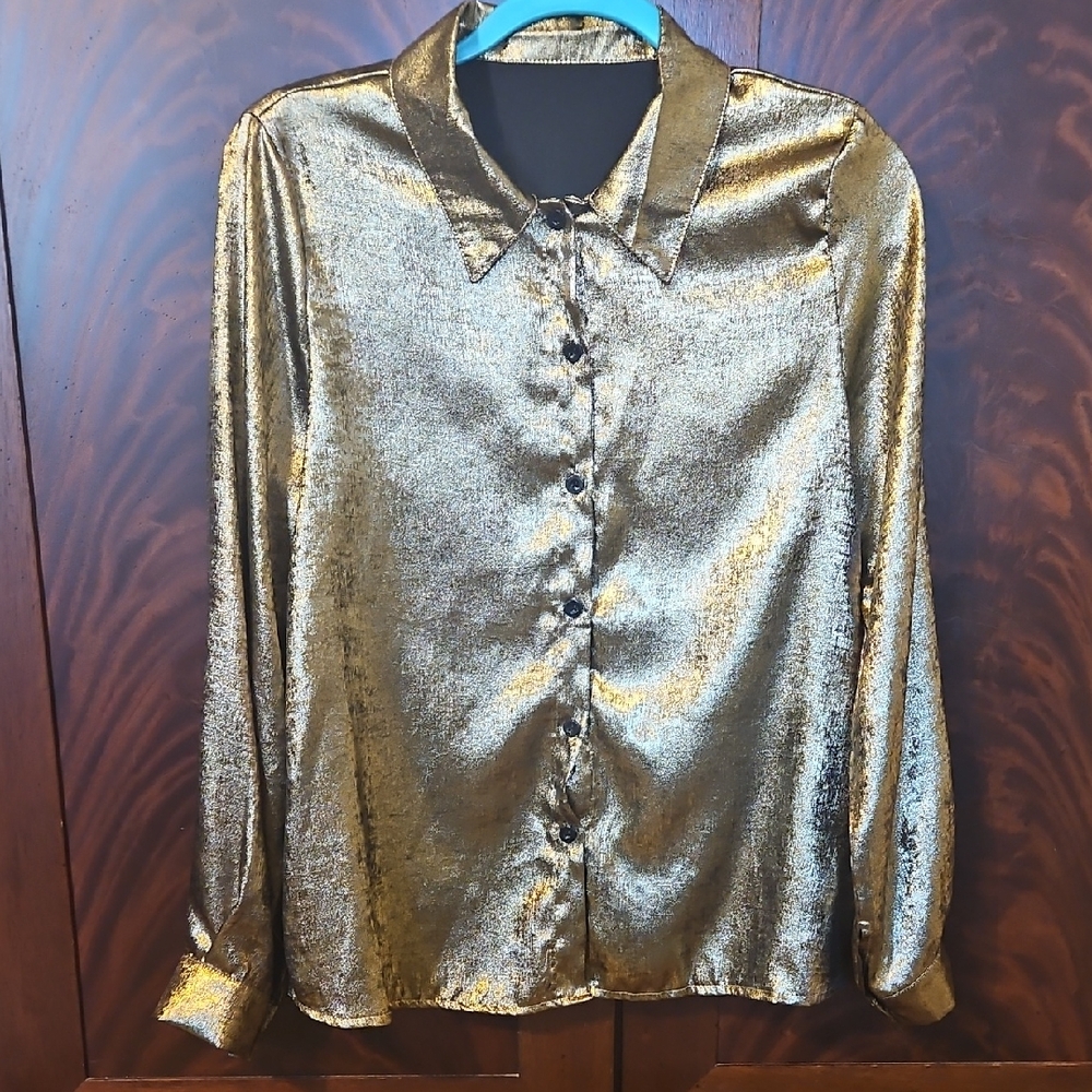 Gold Satin Women's Top
